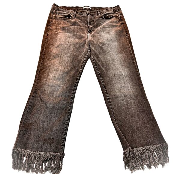 Good American Gray Wash GASLF452 Flared Cropped Denim Jeans Plus Size 20 Stretch - Picture 2 of 8